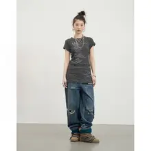 Tシャツワンピース レディース 半袖 ピクセル柄 ストライプ タイト 夏 「Achihara」