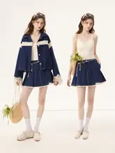 ヴィンテージデニムジャケット 【レース切り替え・女性用・春用・ルーズフィット】（セットアップ対応）