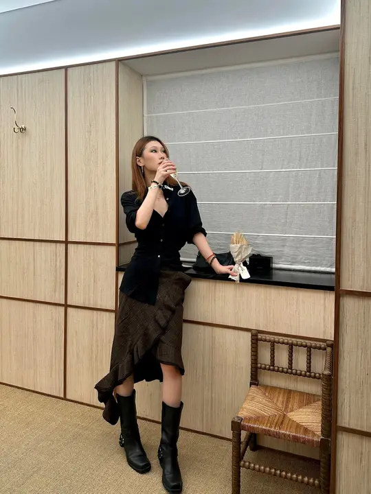 秋冬にぴったりなチェック柄フレアスカート【ウール風・体型カバー・不規則丈】
