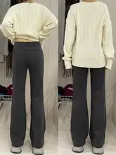 175cm対応 レディース アメリカンビンテージ風 グレー マイルドフレア ヨガパンツ【ロング丈・スリムフィット】