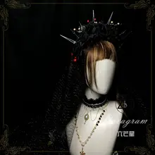 花冠 カチューシャ ヘキサグラム ゴシック ロリータ ダーク系 ハンドメ イド 撮影小物 インスタ映え ヘアアクセサリー