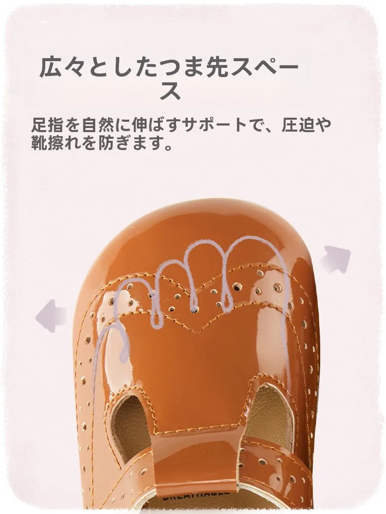 真皮製軟底女児用通気性マジックテープ学習靴：早期教育における安全で快適な学步支援