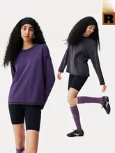 リバーシブルデザインの長袖Tシャツ【秋冬用・カジュアル・レディース・ラフなスタイル】（セットアップ対応）