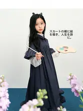 フリル袖デザインのドレス【学院風・レトロ・秋用・ハイウエスト・ロングスカート】（セットア ップ対応）