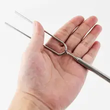カラフルな伸縮式バーベキューフォーク【ステンレス製U型・アウトドア用・木製ハンドル】（セットアップ対応）