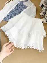 レースフリルのAラインミニスカート【二重構造・春夏用】