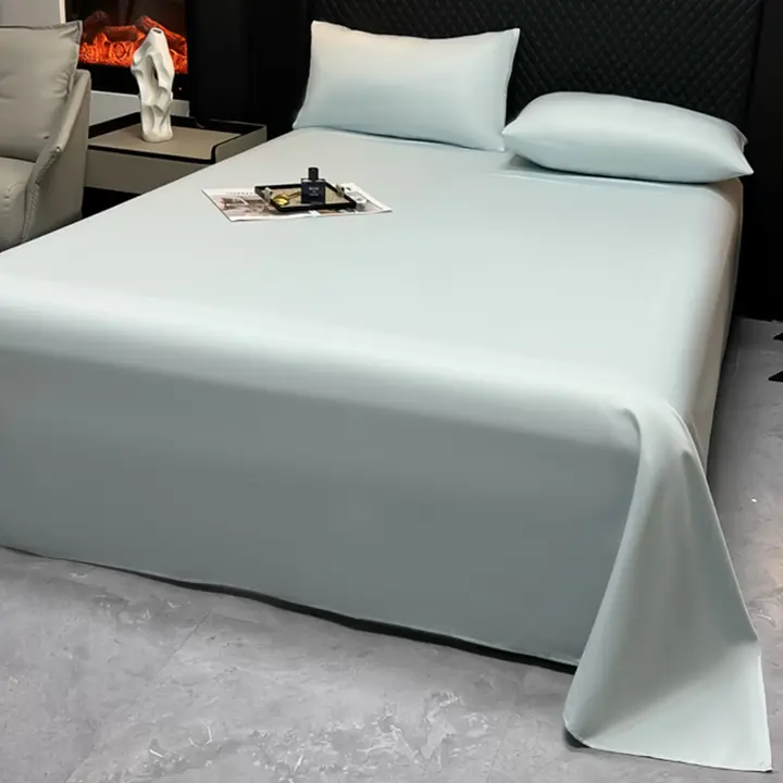 涼感寝具 水洗アイスシルクベッドシーツ【ダブル用・家庭用】