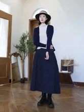 秋冬用コットンツイード半身スカート【Aライン・大きなドット・中長丈】（セットアップ対応）