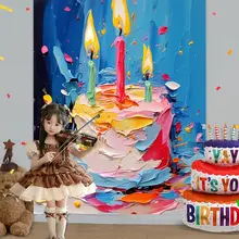誕生日飾り用品【子供用・バルーン・ケーキ背景】