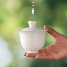 白瓷製の茶器【二才蓋碗・家庭用・防熱設計】