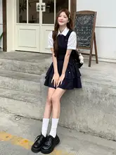 学院風の甘い小さなコーディネート【白シャツ・チェック柄ビスチェ・ワンピース】【セットアップ対応】