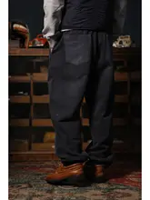 レトロ風スウェットパンツ【ニット素材・ウエストゴム・カジュアル束脚デザイン・裏起毛】