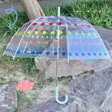 カラフルドット模様のクリア傘【プリンセスアーチ型・大人用・雏菊デザイン】