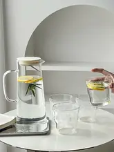 耐熱透明冷水ポット【フラットなデザイン・家庭用・花茶や果汁対応】