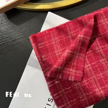 冬用羊毛マフラー【レトロ編み・ロングタイプ・赤】