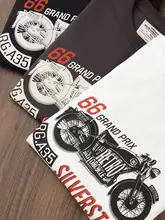 アメリカンヴィンテージ メンズ半袖Tシャツ【コットン・モーターサイクルプリント・クルーネック】