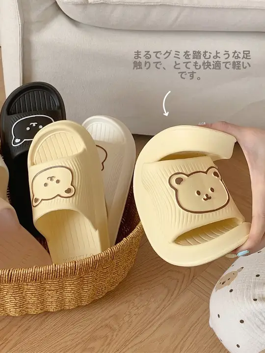 可愛い小熊デザインのレディースビーチサンダル【EVA素材・防滑・夏用】（セットアップ対応）