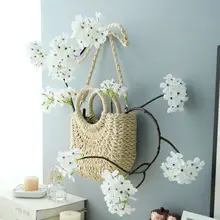 壁掛け 造花 フェイクグリーン ツル付き 白花 リビング 寝室 壁飾り 目隠し インスタ映え