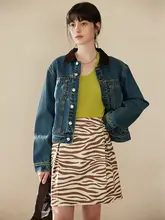 デニムジャケット レディース ヴィンテージ バイカラー カラー襟 ショート丈 フレンチ風 デザイン性 春秋「HeyDress」