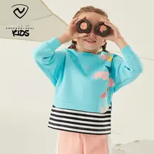 おしゃれな子供用フードなしスウェットシャツ【カジュアル・女の子用・春秋用・アニメデザイン】（セットアップ対応）