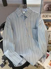 デザイン性の高いストライプポロシャツ【春秋用・ルーズフィット・フランス風】