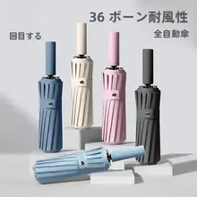 36本骨 自動開閉 UVカット晴雨兼用傘【ブラックゴム・折りたたみ式】