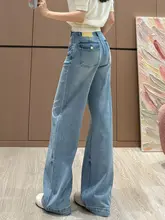 高級感あるワイドレッグデニムパンツ【レディース・ハイウエスト・フィット・ストレート】