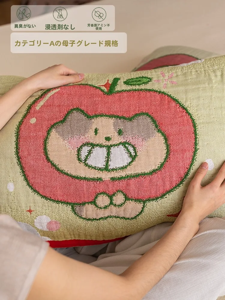 ひんやり枕カバー リンゴの笑顔プリントが通年で快適な睡眠を実現