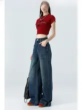 Forever 21 レディース ウエストハイ フレアデニムパンツ【秋用・ブルー・ストレート】