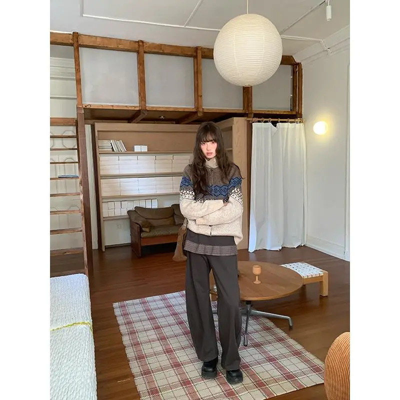 デザイン性のあるチェック柄のバナナパンツ【ウエストゴム・秋用・カジュアル】