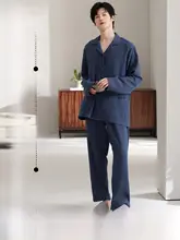 猫デザインの純綿パジャマ【春秋用・カップル・二重ガーゼ・男女兼用】（セットアップ対応）