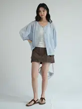 涼感薄手コート【大きいサイズ・七分袖・ラウンドネック・女性用】