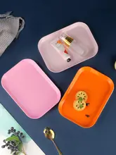 プラスチック製カラフルなおやつトレイ【長方形・子供用・家庭用・フルーツプレート】