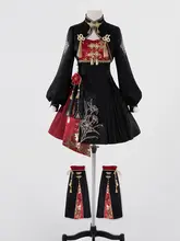 ロリータデザイン 中華風ショート丈長袖トップスドレス【秋冬用・盤扣付き】