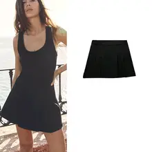 高腰ショートスカートパンツ【シンプル・カジュアル・プリーツデザイン】（セットアップ対応）