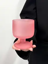 マットピンクのハイボールグラス 高い美的感覚 アートスタイル フランス製 ワイングラス ジュースグラス 飲料グラス コーヒーカップ デザイン感