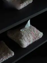オリジナル カラフルウール製 ピンクのレトロティッシュボックス【家庭用・デザインアイテム】