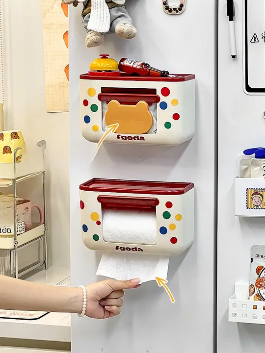可愛らしい壁掛けティッシュボックス【キッチン用・ウェットティッシュ収納・創意デザイン】