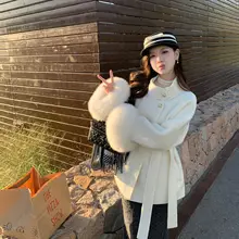 ウールダブルフェイスショートコート【立襟・冬用・ファー付き袖】