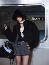 人字柄の醋酸綿混合の不規則デザイン・防透け百褶スカートパンツ【エレガント・レディース用】
