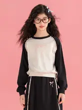 2点セット キッズ ガールズ レース切り替え バイカラー カジュアル おしゃれ 秋