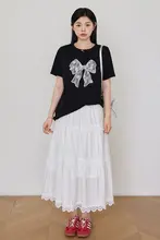 レース切り替えマキシスカート【大きいサイズ・シンプル・夏用】（セットアップ対応）