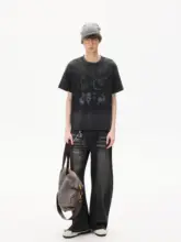 ヴィンテージ風ウォッシュドプリントTシャツ【男女兼用・カジュアルスタイル・純綿】
