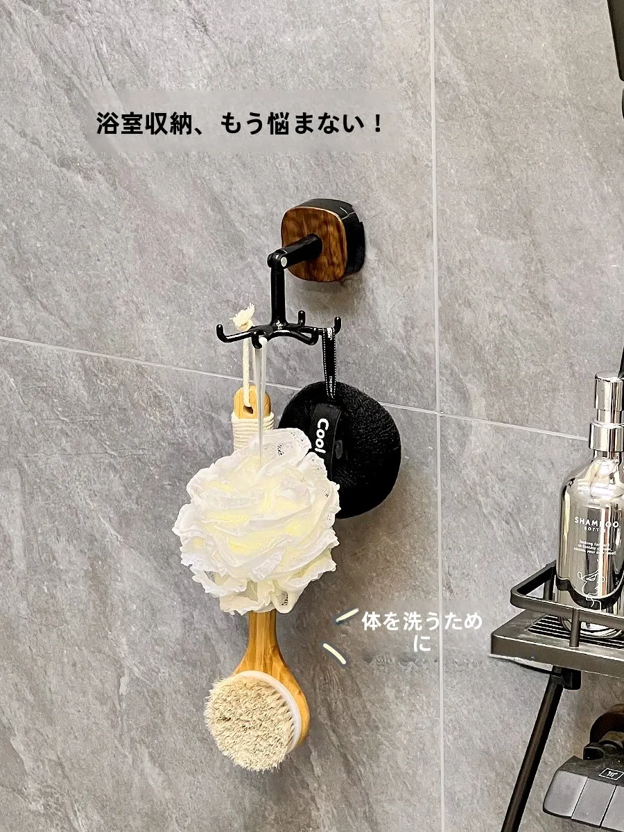 トイレブラシ壁掛け収納ラック：回転フックで隙間掃除も効率的に