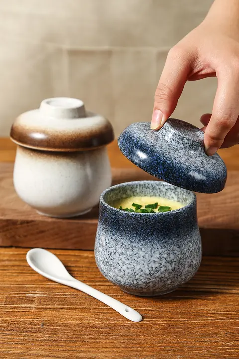 小さな陶器の蒸し器 卵用 家庭用 食器