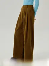 レトロなコーデュロイワイドパンツ【秋冬用・高腰・スリム効果・カジュアル】