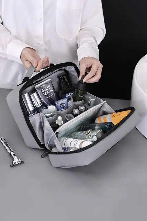 防水トラベル洗面用具ポーチ【大容量・シンプルデザイン・男性用】