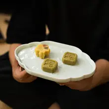 景徳鎮製 中式茶点プレート【禅風・陶器・家庭用・レトロデザイン】