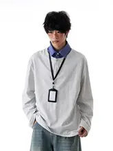 アメリカンビンテージ風ポロシャツ【春秋用・長袖・ゆったりフィット・カジュアル】（セットアップ対応）