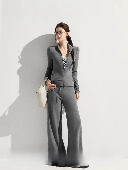 デロンジンラウンドカラー長袖ジャケット【ストレッチ・通気性・秋冬用】（セットアップ対応）